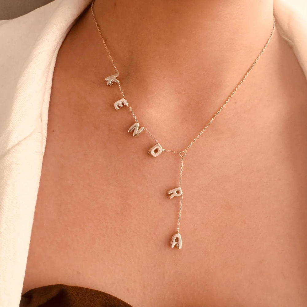 Lariat Bubble Letter Necklace